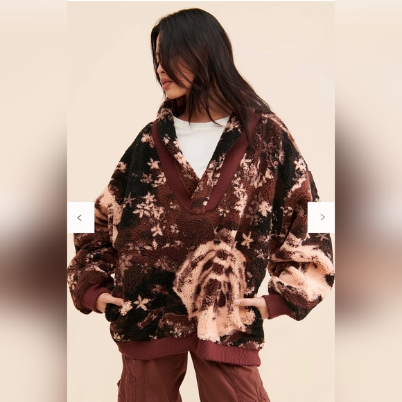 Free People "Rosie" Printed Sherpa Jacket - Picture 1 of 4